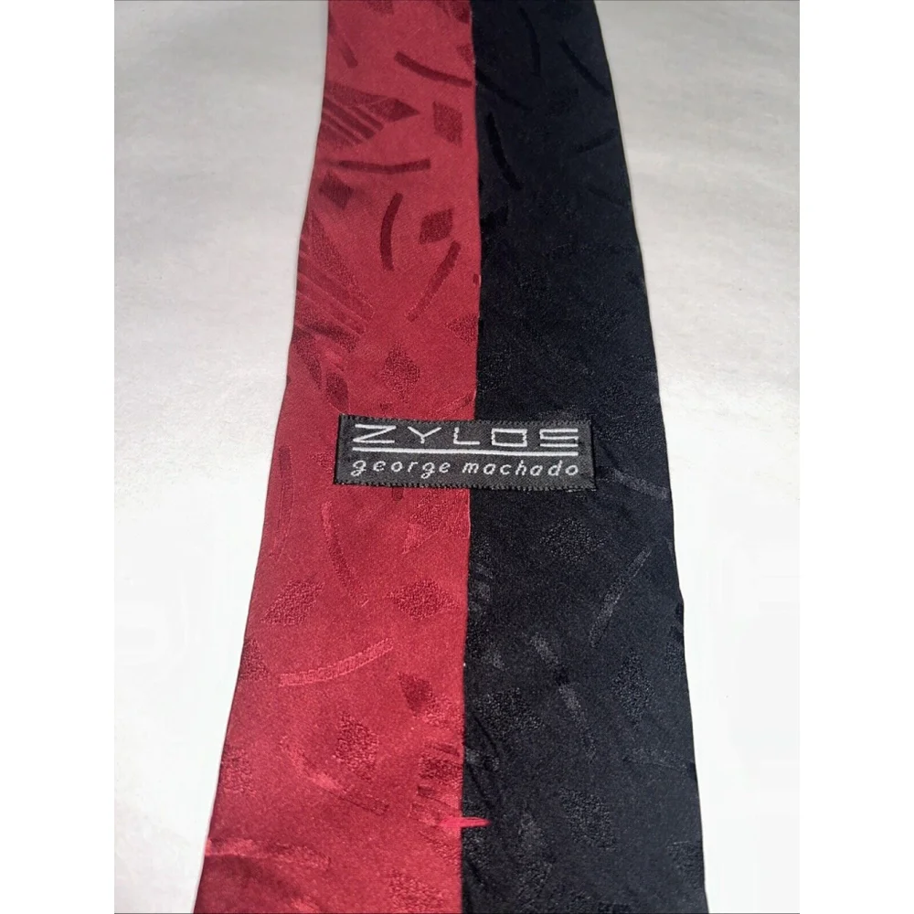 Zylos George Machado Italian Silk Tie Red And Black With Pops Of Bold Colors